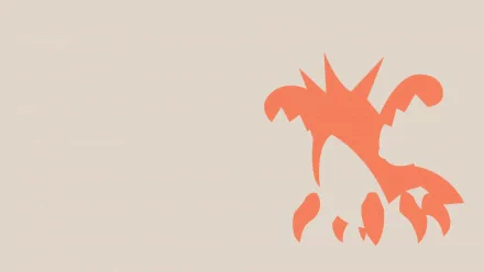 Minimalist HD PC desktop wallpaper featuring an orange Corphish silhouette — a water Pokémon from the Pokémon anime — set against a pale beige background.