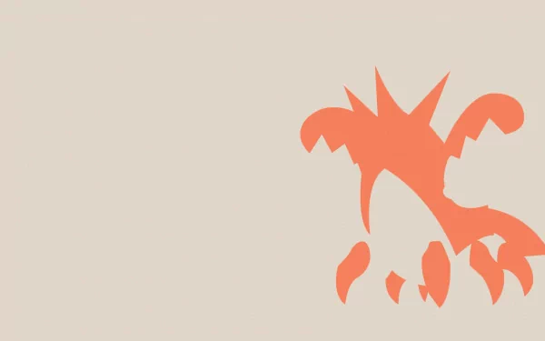 Minimalist HD PC desktop wallpaper featuring an orange Corphish silhouette — a water Pokémon from the Pokémon anime — set against a pale beige background.