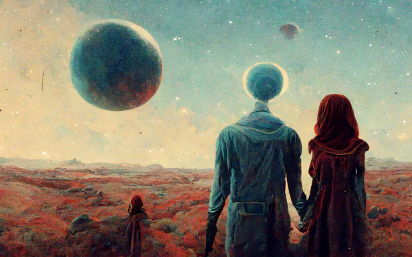  A couple looking up into space