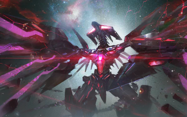 4K Ultra HD anime wallpaper featuring a dynamic, futuristic Yu-Gi-Oh! dragon with glowing red accents and a cosmic background, designed for PC desktops.