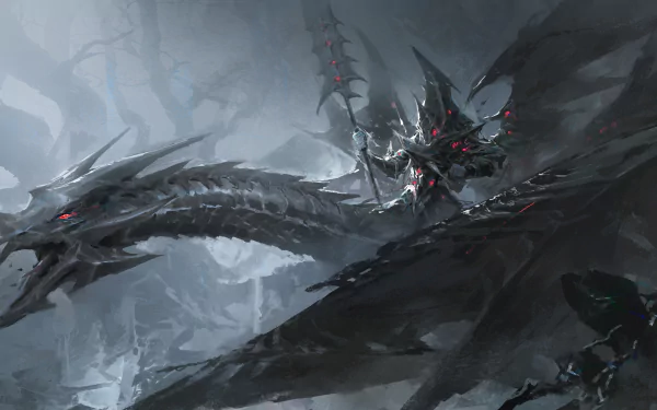 4K Ultra HD anime wallpaper featuring a dark, menacing dragon and armored warrior from Yu-Gi-Oh!, set against a misty, ominous background for PC desktop.