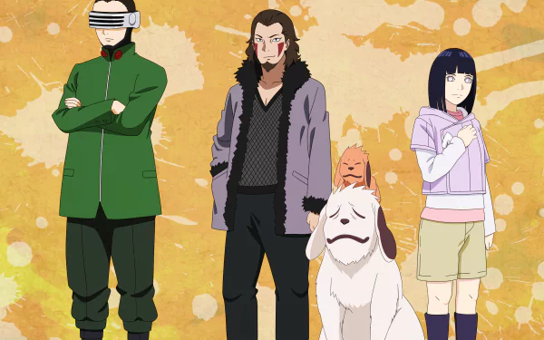 Hinata Hyuga Akamaru (Naruto) Kiba Inuzuka Shino Aburame Anime Boruto HD Desktop Wallpaper | Background Image