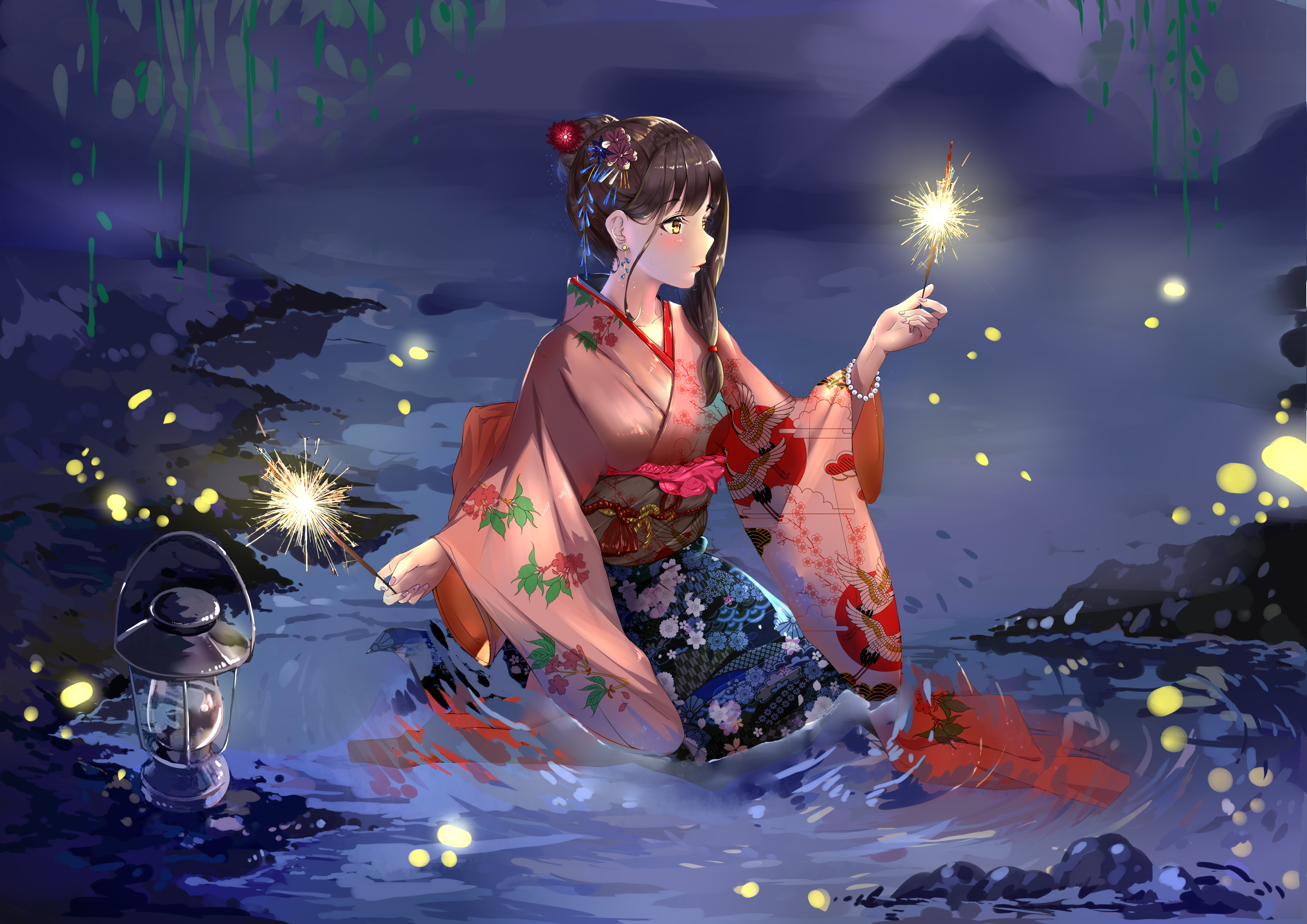 PC WALLPAPER 4K] ANIME GIRL KIMONO