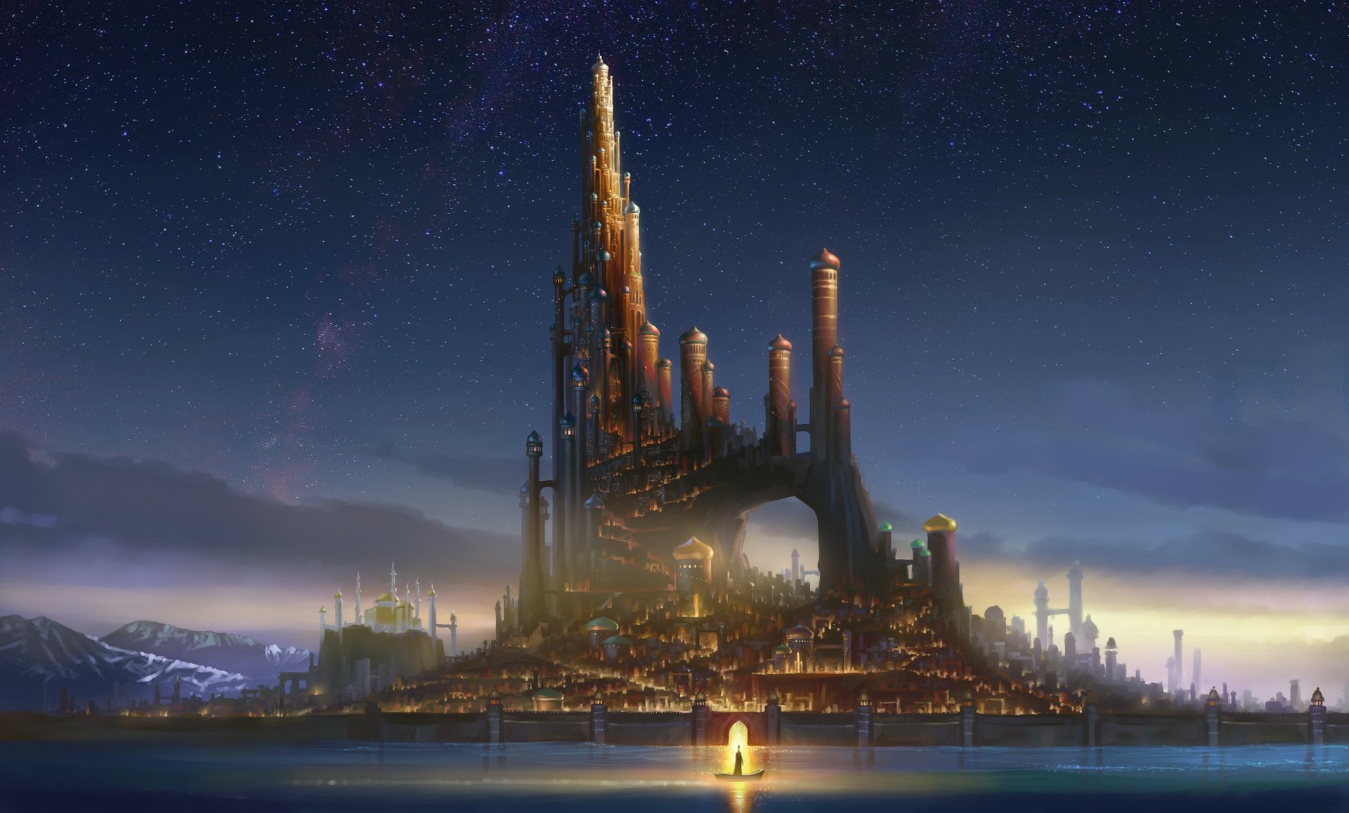 Starlit Citadel — Fantasy City HD Wallpaper by Igor Avdeev | 1920x1158 ...