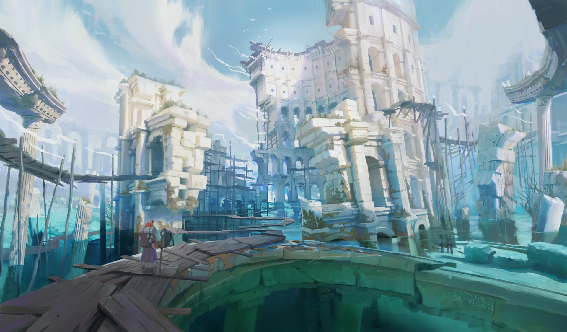 Download Fantasy Ruin HD Wallpaper by Jef Wu