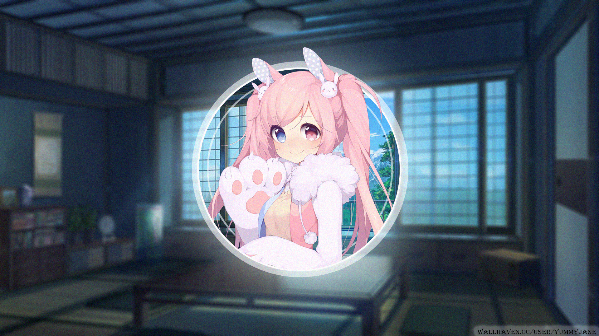 Download Bunny Girl Pink Hair Bunny Suit Bunny Ears Picture-in-picture HD Wallpaper by yummyjane