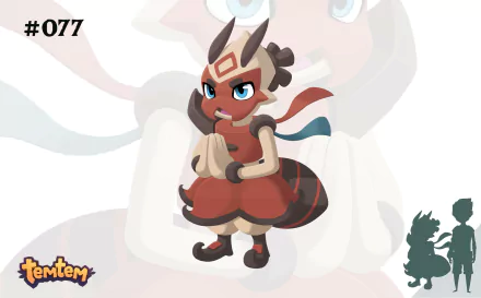 HD Temtem game character wallpaper featuring creature number 077 as a desktop background.