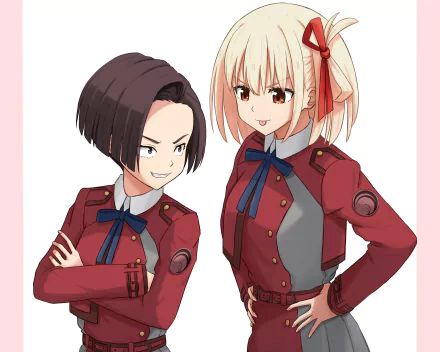 Chisato Nishikigi Fuki Harukawa Anime Lycoris Recoil HD Desktop Wallpaper | Background Image