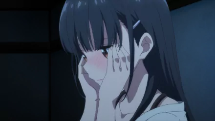 HD anime desktop wallpaper featuring Yume Irido from My Stepmom's Daughter Is My Ex, showing a close-up of her contemplative expression in a dimly lit setting.