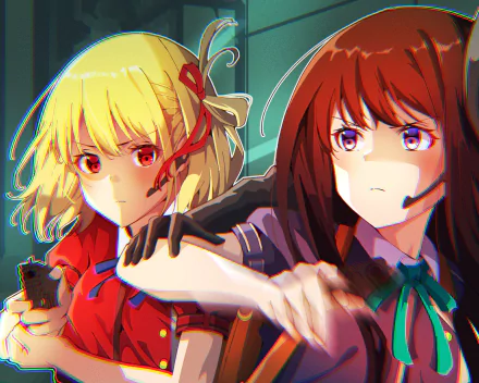 Takina Inoue Chisato Nishikigi Anime Lycoris Recoil HD Desktop Wallpaper | Background Image