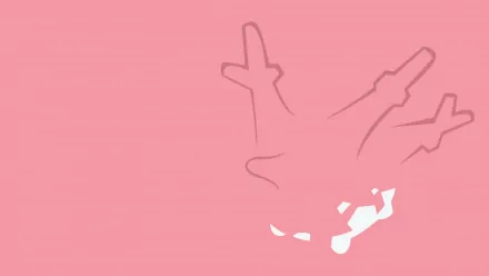 HD PC desktop wallpaper featuring a minimalist, anime-style silhouette of Corsola, the water Pokémon, set against a soft pink background.