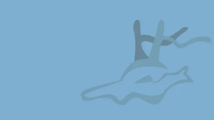 HD desktop wallpaper featuring a minimalist anime-style Kingdra Pokémon silhouette against a soft blue background.