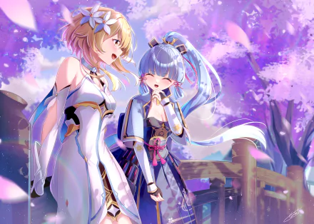 Lumine (Genshin Impact) Kamisato Ayaka (Genshin Impact) video game Genshin Impact HD Desktop Wallpaper | Background Image