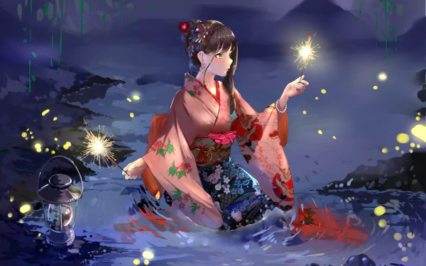 kimono Anime girl anime girl HD Desktop Wallpaper | Background Image