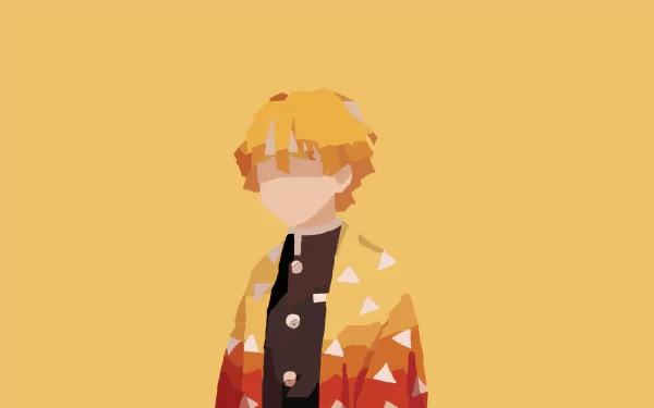 Minimalist 4K Ultra HD anime wallpaper of Zenitsu Agatsuma from Demon Slayer: Kimetsu no Yaiba, featuring bold geometric colors and clean design.