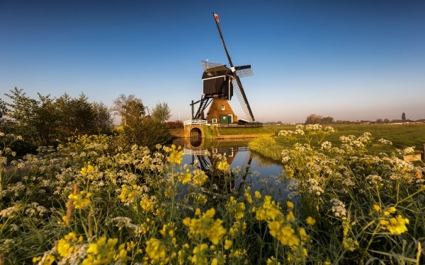 Man Made Windmill Netherlands HD Wallpaper | Background Image