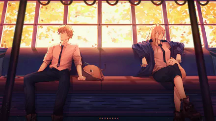 Power (Chainsaw Man) Pochita (Chainsaw Man) Denji (Chainsaw Man) Anime Chainsaw Man HD Desktop Wallpaper | Background Image