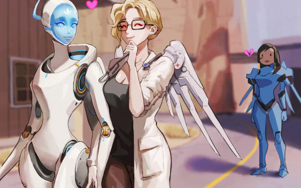 Mercy (Overwatch) Echo (Overwatch) video game Overwatch HD Desktop Wallpaper | Background Image