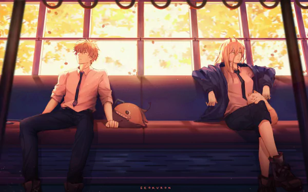 Power (Chainsaw Man) Pochita (Chainsaw Man) Denji (Chainsaw Man) Anime Chainsaw Man HD Desktop Wallpaper | Background Image