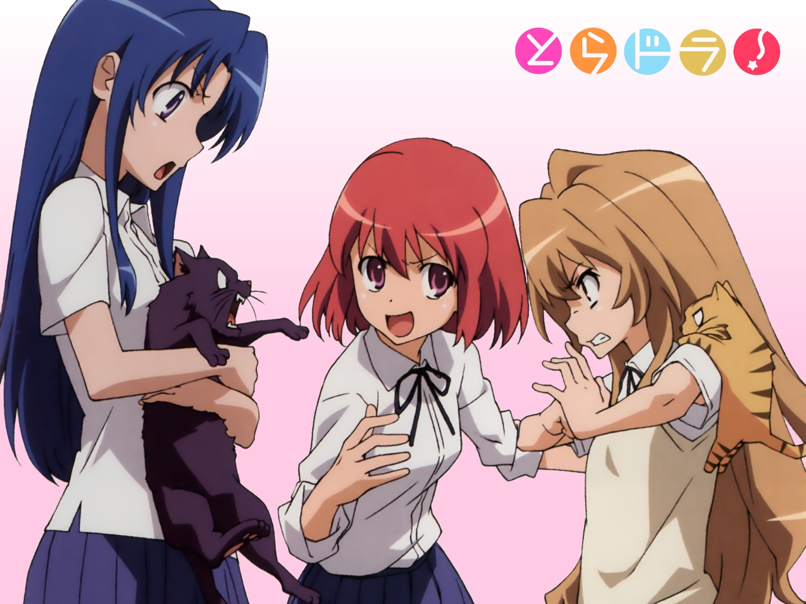 Anime wallpaper featuring Toradora! characters in a captivating scene.