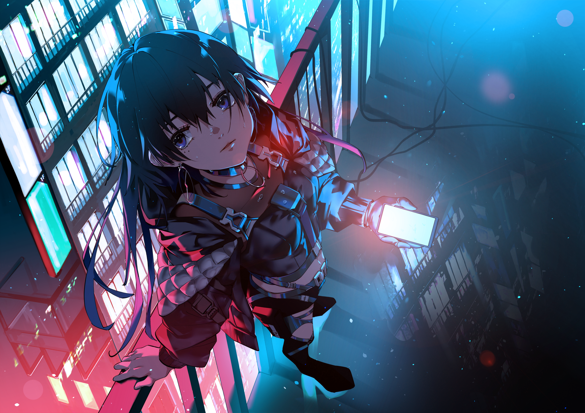 Download City Night Digital Anime Virtual Youtuber Anime Night Anime City 4k Ultra HD Wallpaper by LOWRISE