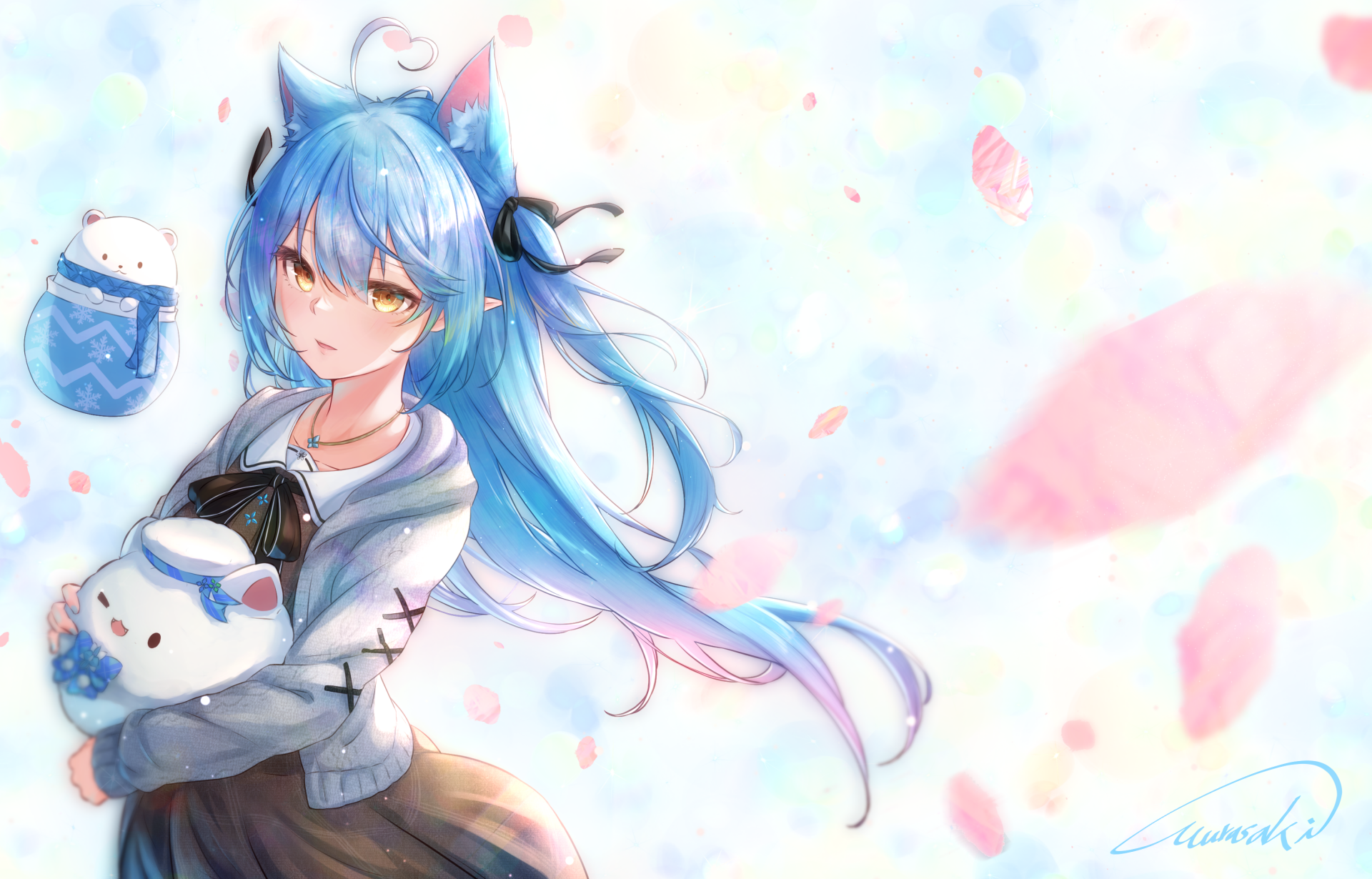 Download Hololive Yukihana Lamy Anime Virtual Youtuber HD Wallpaper