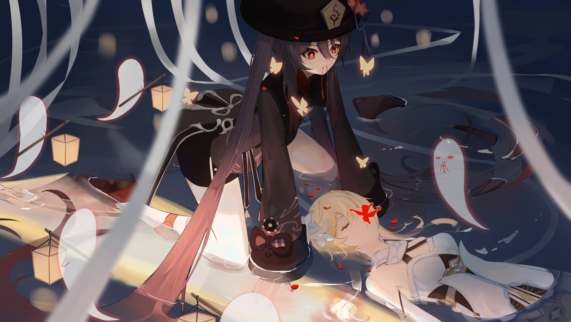 Download Lumine (Genshin Impact) Hu Tao Video Game Genshin Impact 4k Ultra HD Wallpaper by 棲夏