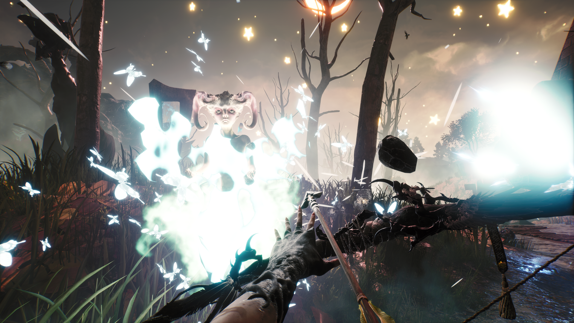 HD desktop wallpaper featuring a magical Blacktail game scene with ethereal lights and an enchanted forest atmosphere.