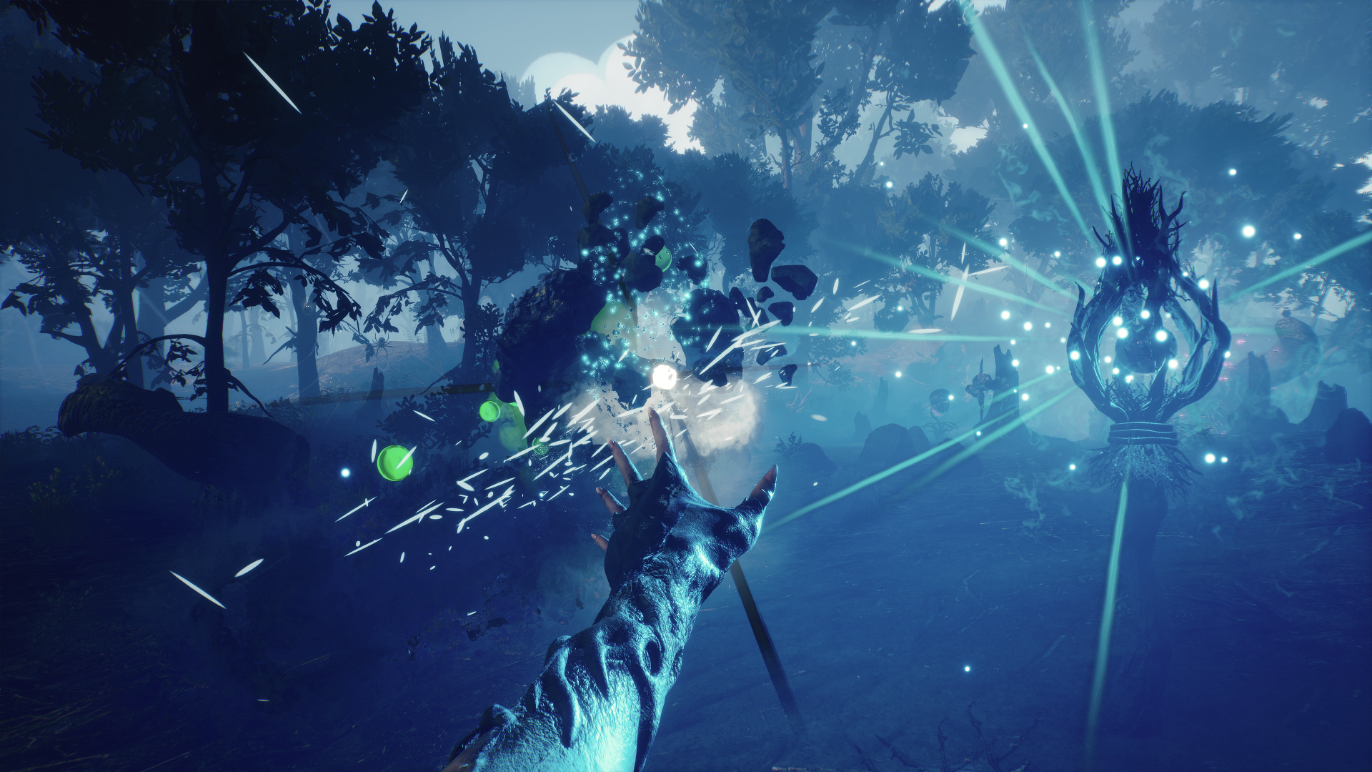 HD desktop wallpaper featuring a mystical Blacktail forest scene with glowing lights and magical elements.