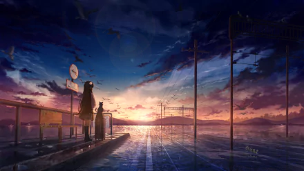 Anime sunset anime sunset HD Desktop Wallpaper | Background Image