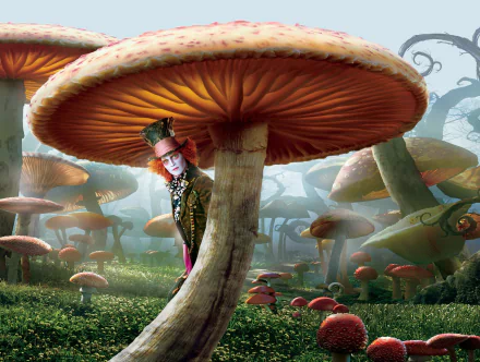 mushroom fantasy Mad Hatter Johnny Depp movie Alice in Wonderland (2010) HD Desktop Wallpaper | Background Image