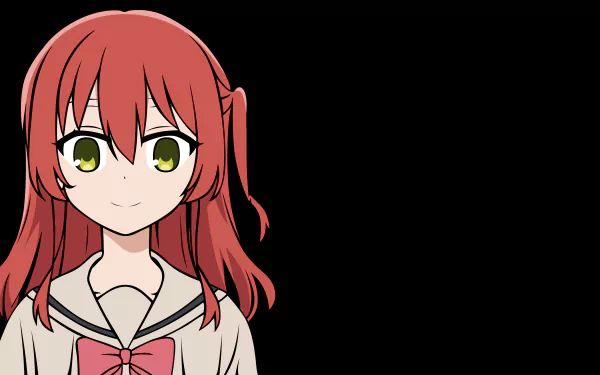 Ikuyo Kita from the anime Bocchi the Rock! depicted in a vibrant 4K Ultra HD PC desktop wallpaper with distinct red hair and green eyes.