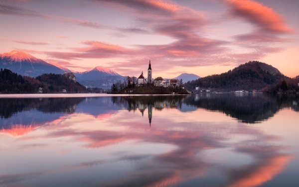 Religious Assumption of Mary Church Churches Lake Bled Reflection HD Wallpaper | Background Image