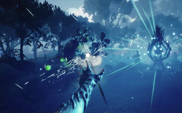 HD desktop wallpaper featuring a mystical Blacktail forest scene with glowing lights and magical elements.