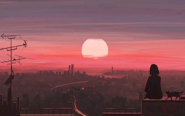 Anime sunset anime sunset HD Desktop Wallpaper | Background Image