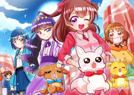 Nagomi Yui Kasai Amane Hanamichi Ran Fuwa Kokone Anime Delicious Party Precure HD Desktop Wallpaper | Background Image