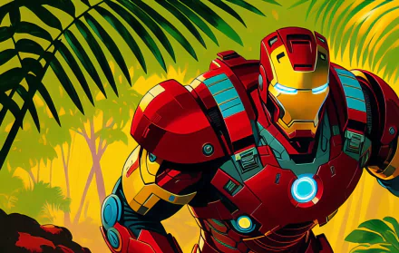 AI Art illustration Comic Iron Man HD Desktop Wallpaper | Background Image