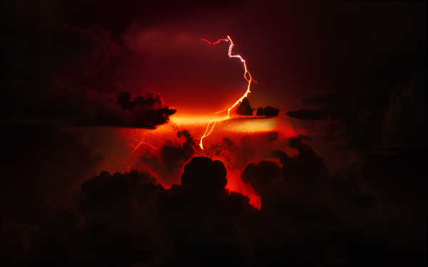 Nature Cloud Rain Fire Lightning AI Art HD Wallpaper | Background Image