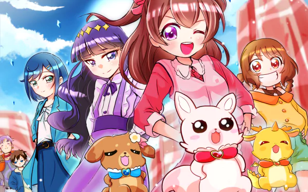 Nagomi Yui Kasai Amane Hanamichi Ran Fuwa Kokone Anime Delicious Party Precure HD Desktop Wallpaper | Background Image