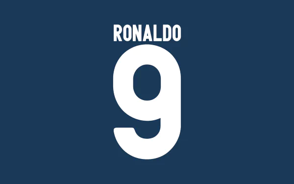 4K Ultra HD PC desktop wallpaper featuring the name Ronaldo and the number 9 in bold white text on a blue background, linked to sports icon Cristiano Ronaldo.