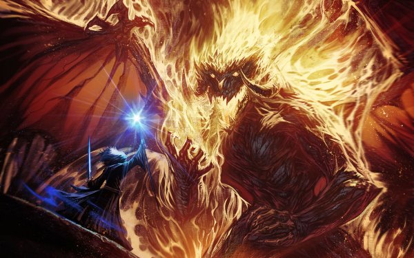 Fantasy Lord of the Rings The Lord of the Rings Gandalf Balrog HD Wallpaper | Background Image