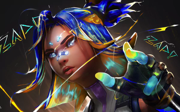 HD PC desktop wallpaper featuring Neon from Valorant, showcasing vibrant electric effects and dynamic action from the video game.