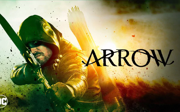 Dramatic HD desktop wallpaper featuring the cast of Arrow in an action-packed TV Show scene.