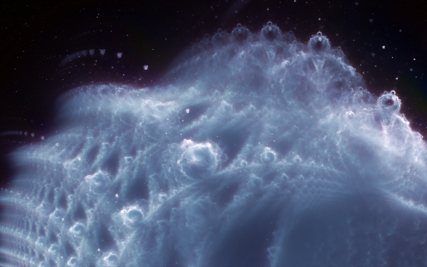 HD fractal wallpaper featuring a cosmic blue wave pattern for desktop background.