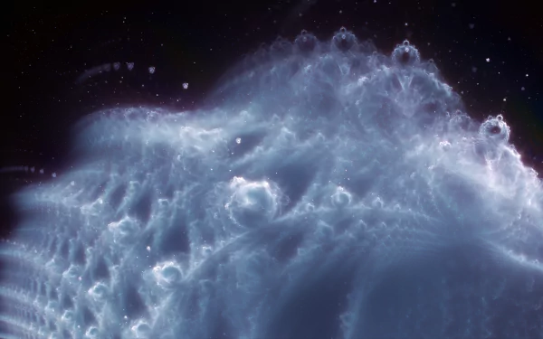 HD desktop wallpaper featuring a captivating blue and white abstract fractal design that resembles an ethereal cosmic wave.