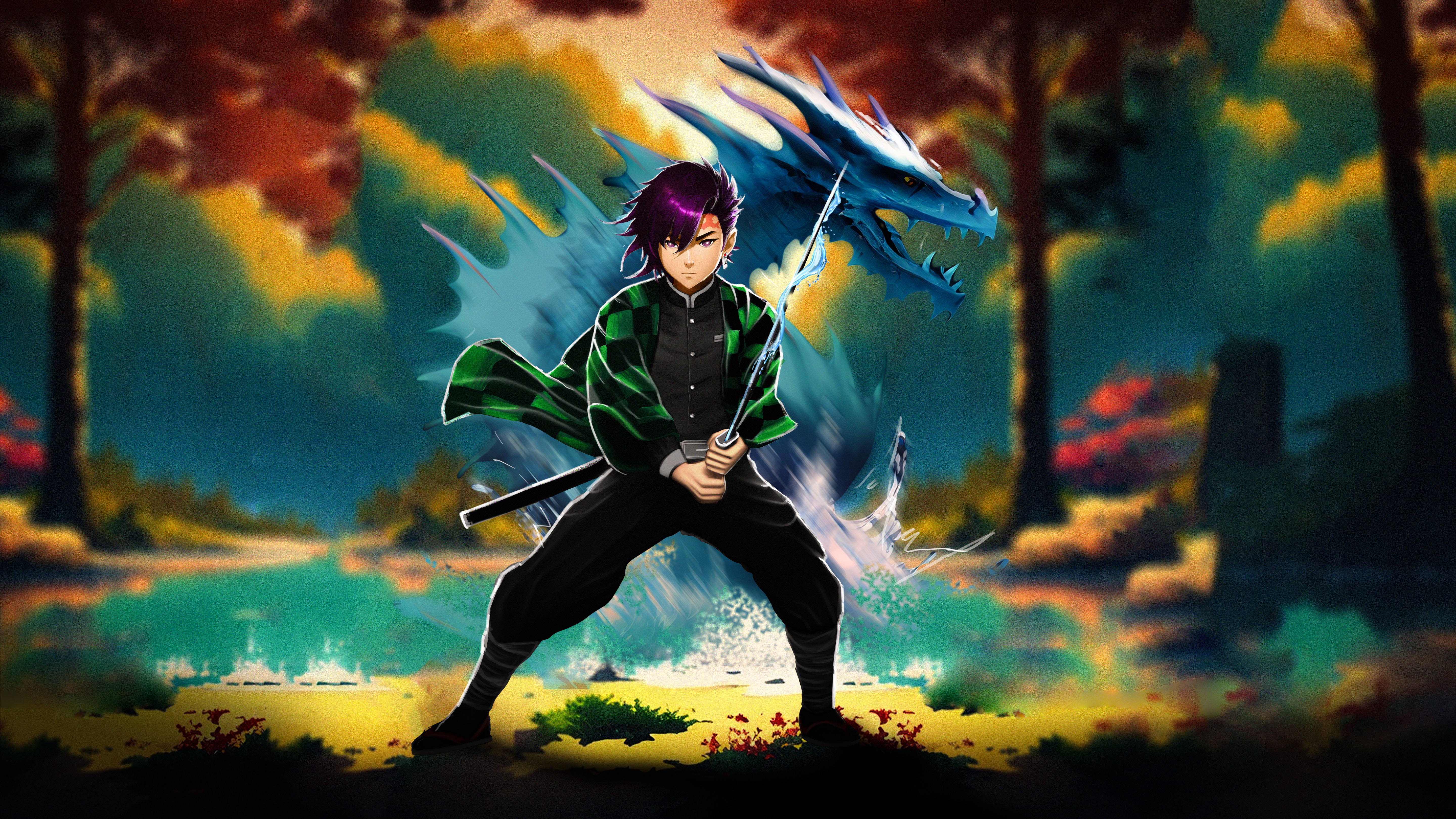 Demon Slayer HD Wallpaper: Tanjiro Kamado in Action - Manga Inspired  Background by patrika