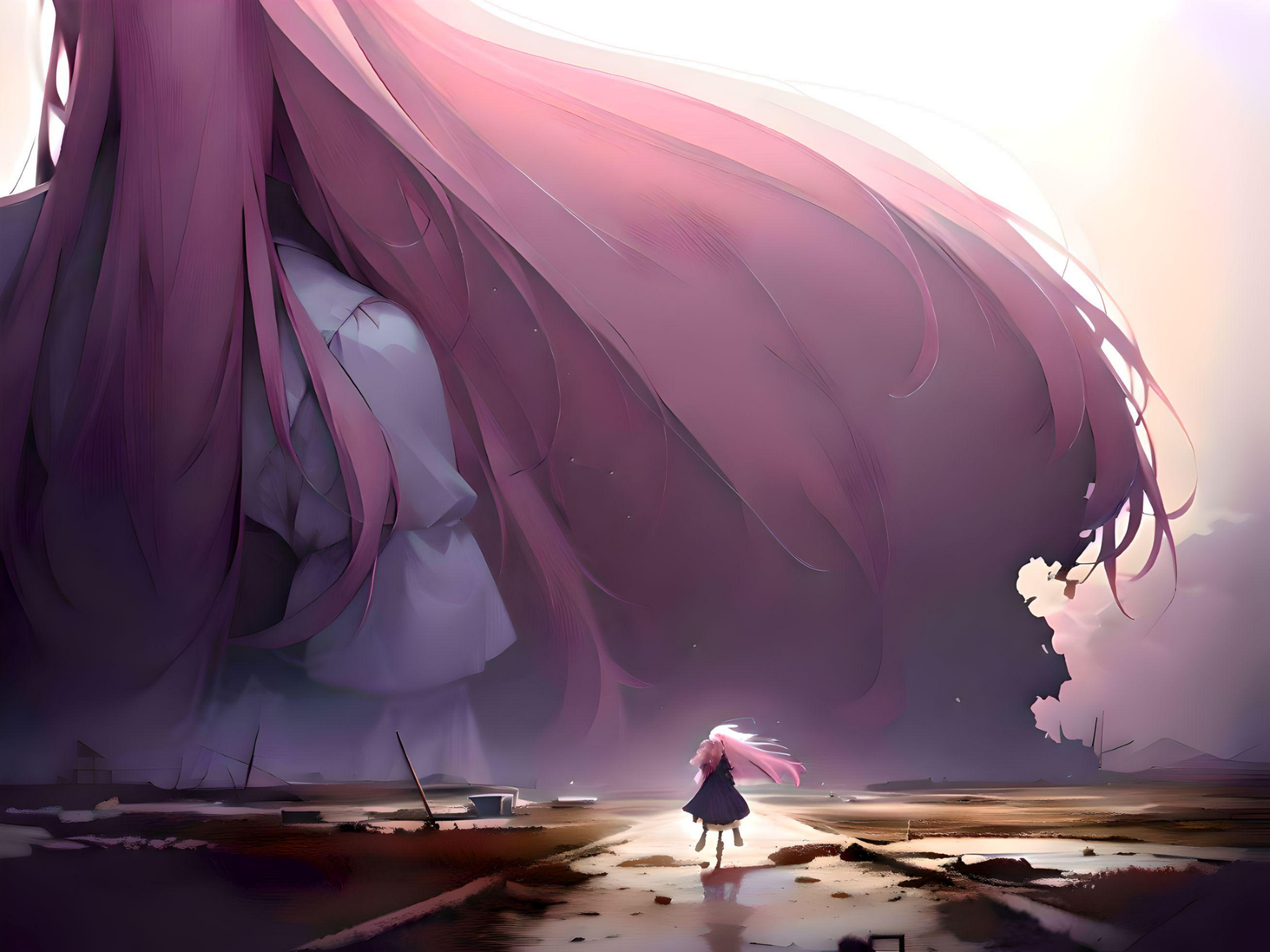 Girl walking on devastated land by CptGui