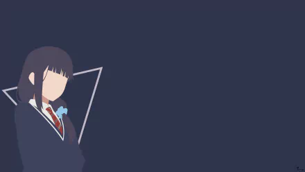 Minimalist HD PC desktop wallpaper featuring Misuzu Gundou from the anime Tomo-chan Is a Girl! with a dark blue background and simple geometric accents.