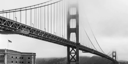 Black & White man made Golden Gate HD Desktop Wallpaper | Background Image