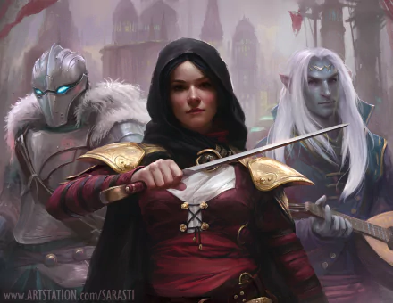  Nina Wren, Rumblebee the Warforged, and Malkizan by Lily Abdullina